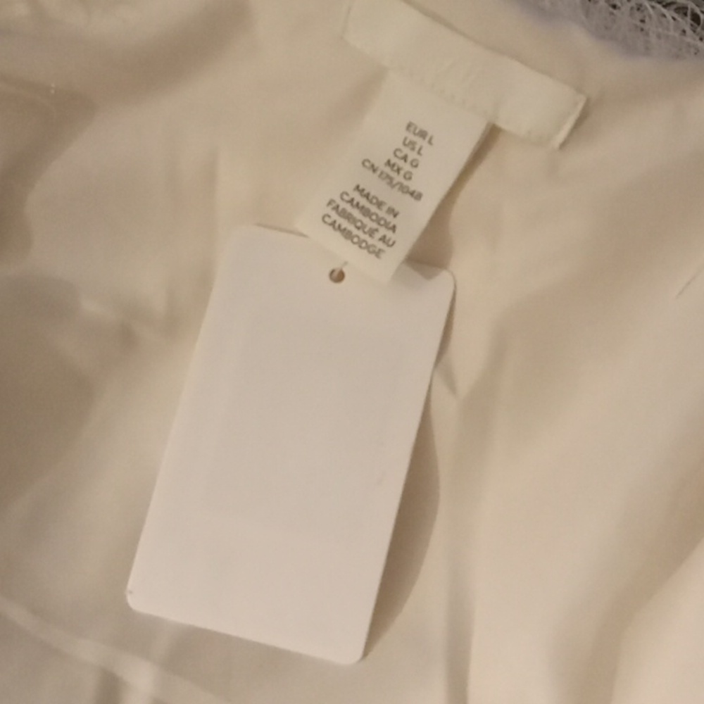 H&M BLOGGER WHITE FRINGE JACKET TOP SIZE LARGE NEW WITH TAGS - Picture 6 of 6
